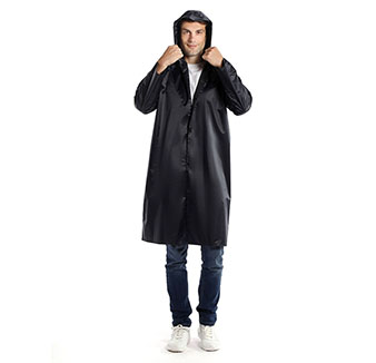 0.25mm Thick Long Polyester Hooded Foldable Single Size Single Adult Raincoat for Camping and Hiking