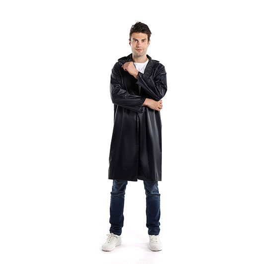 0.25mm Thick Long Polyester Hooded Foldable Single Size Single Adult Raincoat for Camping and Hiking