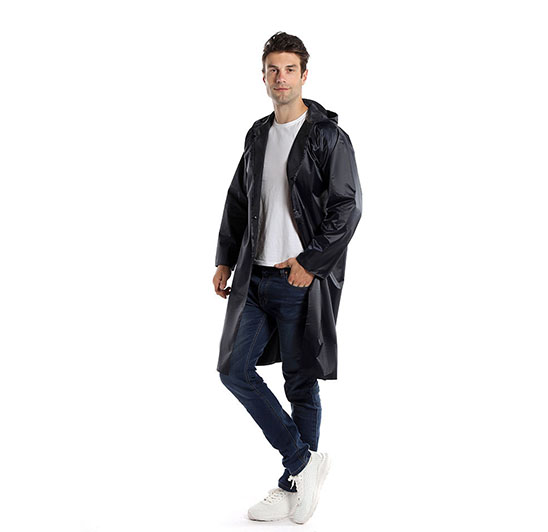 0.25mm Thick Long Polyester Hooded Foldable Single Size Single Adult Raincoat for Camping and Hiking