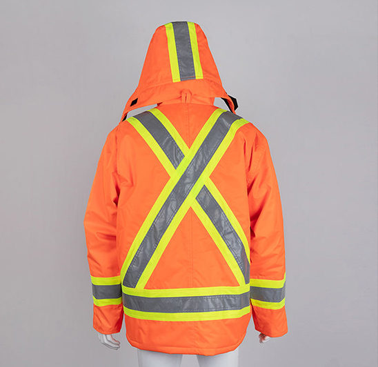 400D Oxford cloth windproof orange winter boy raincoat with 3m reflective strips