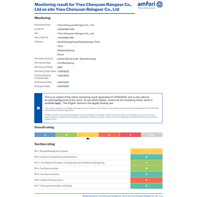 BSCI Business Social Standards Certification Report