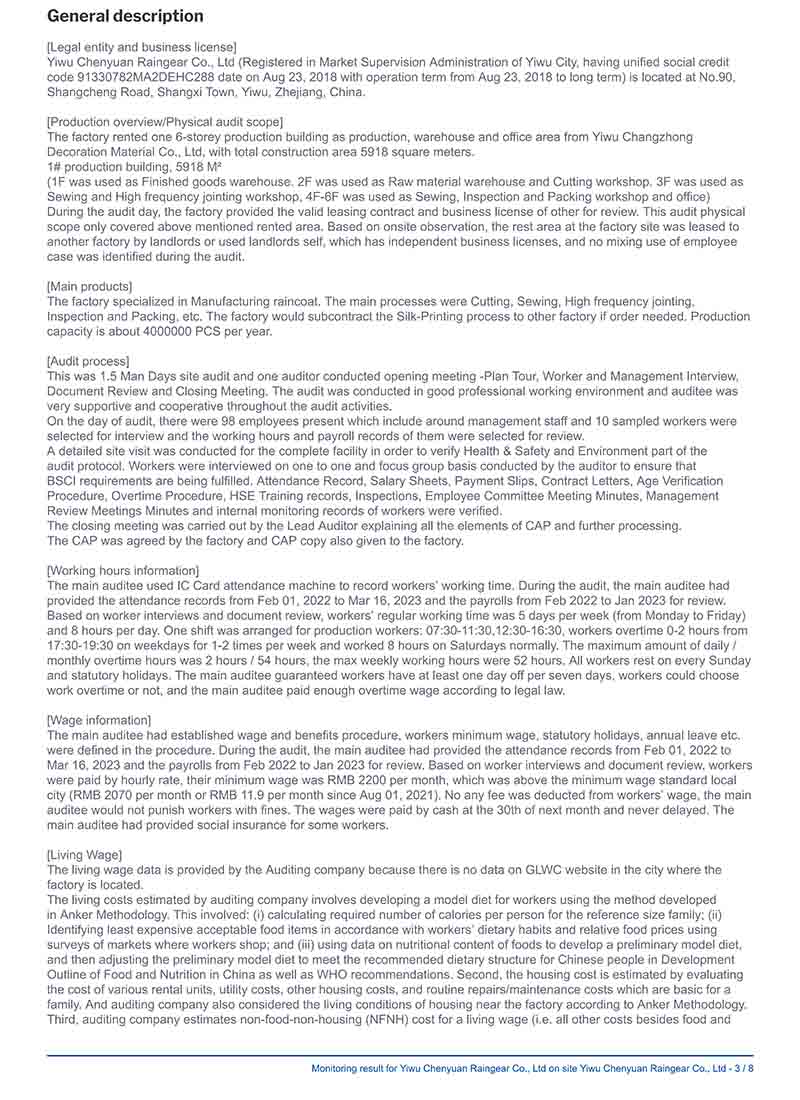 BSCI Business Social Standards Certification Report2