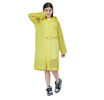 EVA waterproof reusable children's raincoat with hood sleeves, fashionable and simple design