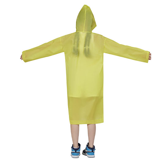 EVA waterproof reusable children’s raincoat with hood sleeves, fashionable and simple design