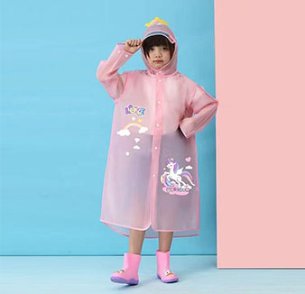 Fashionable cute cartoon soft waterproof children's raincoat for girls outdoor camping