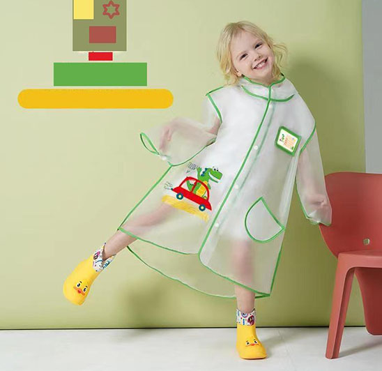 Fashionable cute cartoon soft waterproof children’s raincoat for girls outdoor camping