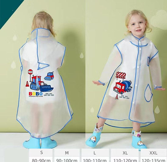 Fashionable cute cartoon soft waterproof children’s raincoat for girls outdoor camping