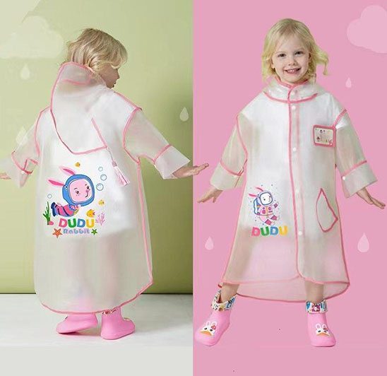 Fashionable cute cartoon soft waterproof children’s raincoat for girls outdoor camping