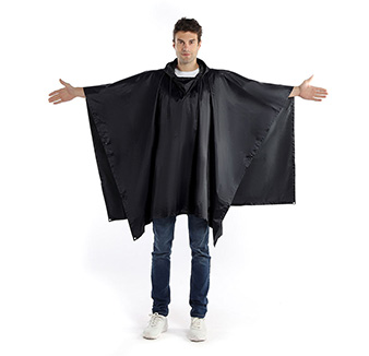 High quality polyester 100% waterproof black rain poncho