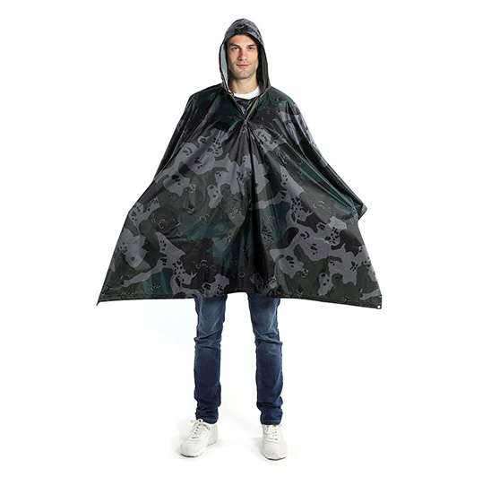 High quality polyester 100% waterproof black rain poncho