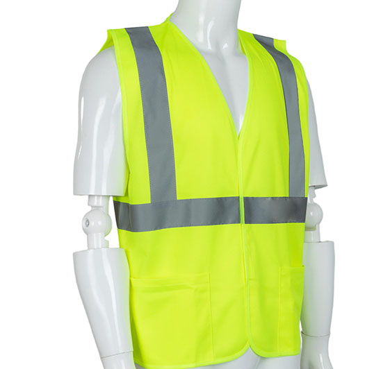 High visibility cooling safety vest, workwear, with breathable mesh and reflective strips,
