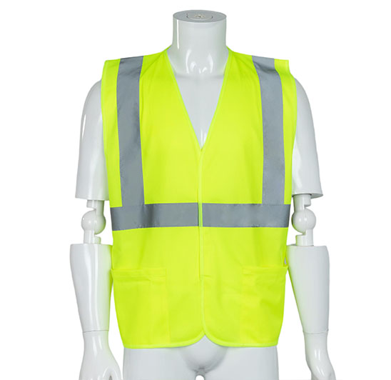 High visibility cooling safety vest, workwear, with breathable mesh and reflective strips,