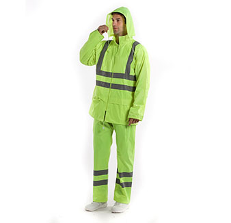 Industrial safety polyester waterproof and anti-seepage men's raincoat with pants