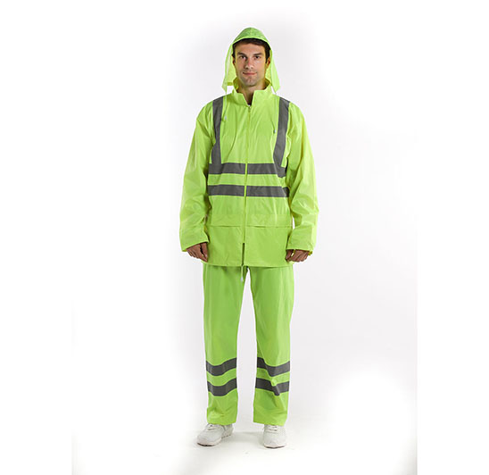 Industrial safety polyester waterproof and anti-seepage men’s raincoat with pants
