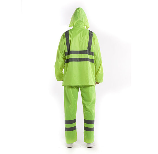 Industrial safety polyester waterproof and anti-seepage men’s raincoat with pants