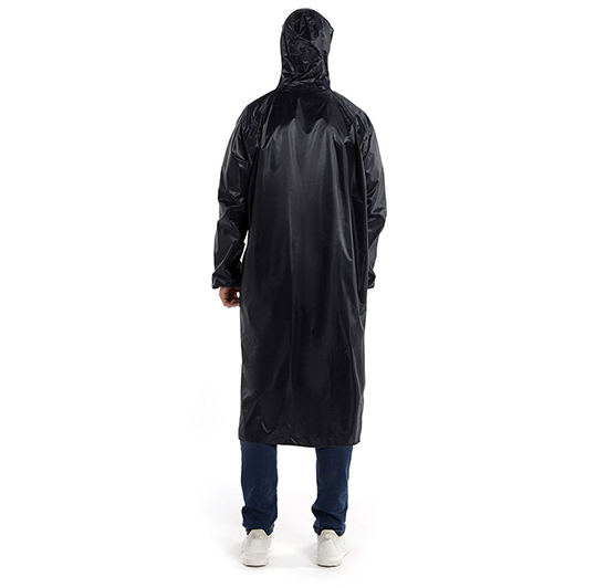 Lightweight PVC Long Hood Waterproof Windproof Classic Industrial Button Men’s Raincoat