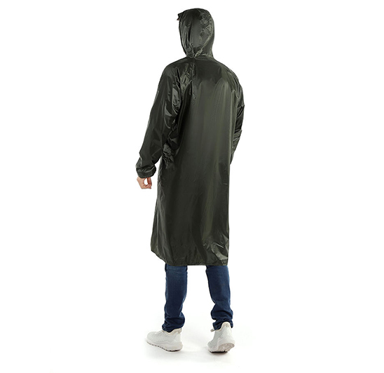Lightweight PVC Long Hood Waterproof Windproof Classic Industrial Button Men’s Raincoat