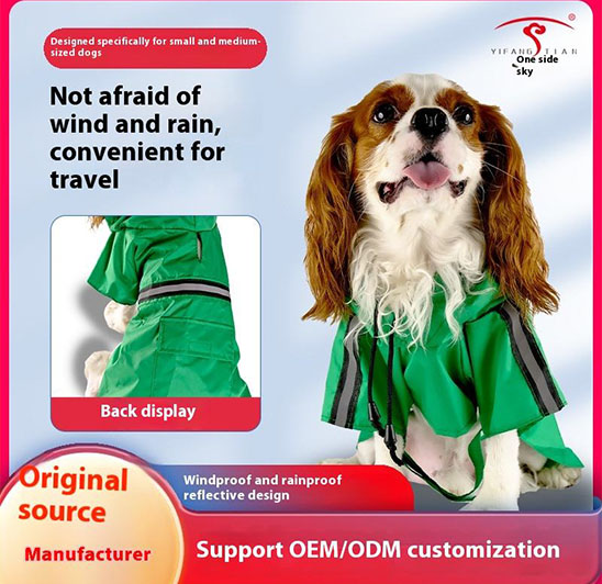 Small and medium-sized waterproof universal reflective pet raincoat, dog outdoor travel