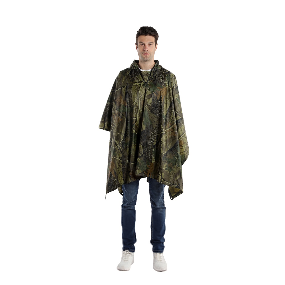 High quality polyester 100% waterproof camo rain poncho