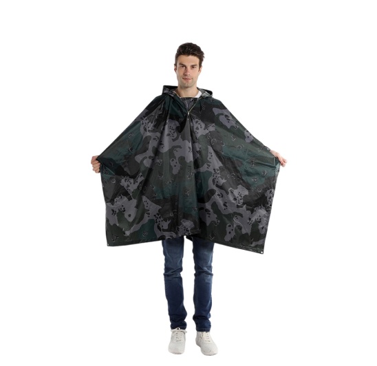 High quality polyester 100% waterproof camo rain poncho