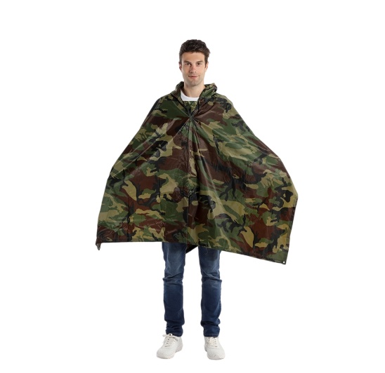 High quality polyester 100% waterproof camo rain poncho