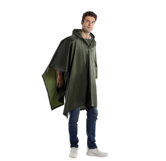 High quality polyester 100% waterproof camo rain poncho