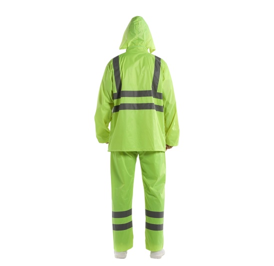 Industrial safety polyester waterproof anti-seepage men’s raincoat with pants