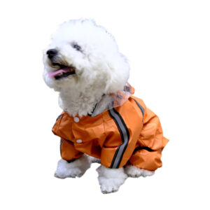 Orange dog raincoat with reflective strip & hood