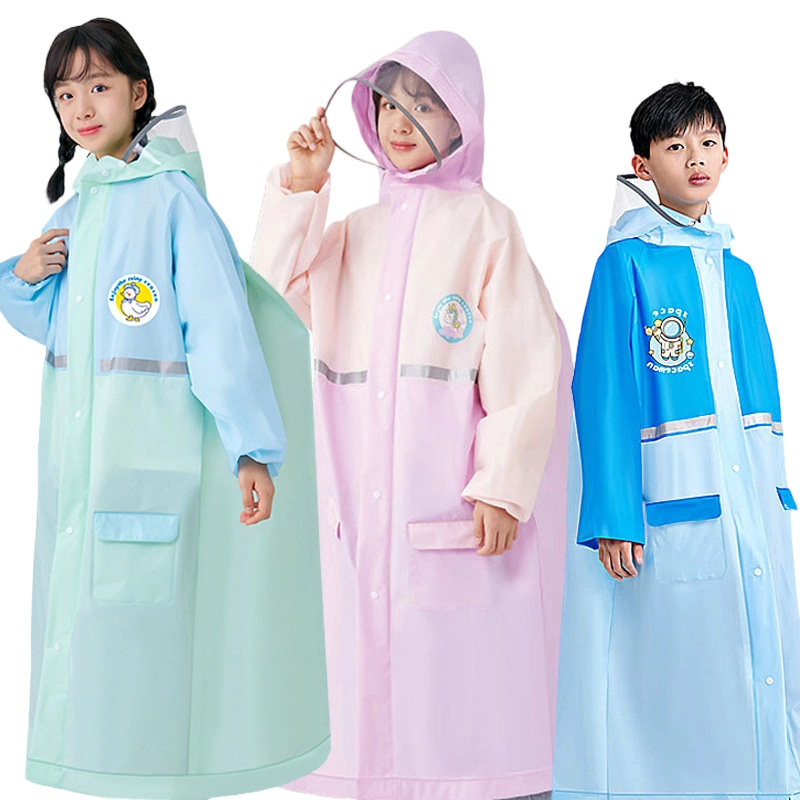 Eco-friendly High-visibility EVA Raincoat With button and zipper for Children