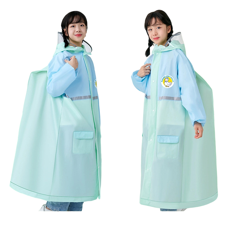 Eco-friendly High-visibility EVA Raincoat With button and zipper for Children