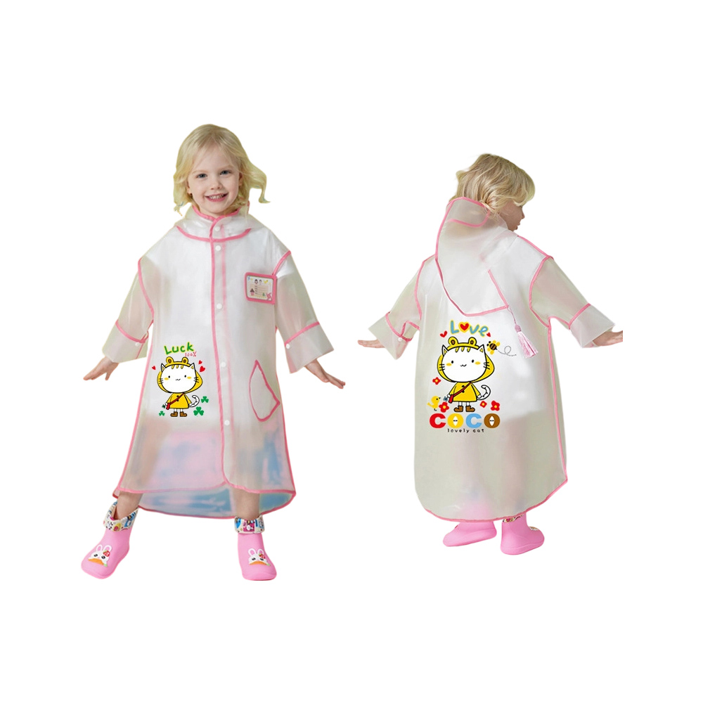Portable Waterproof Kids’ EVA Poncho Raincoat with Cute Cartoon Prints