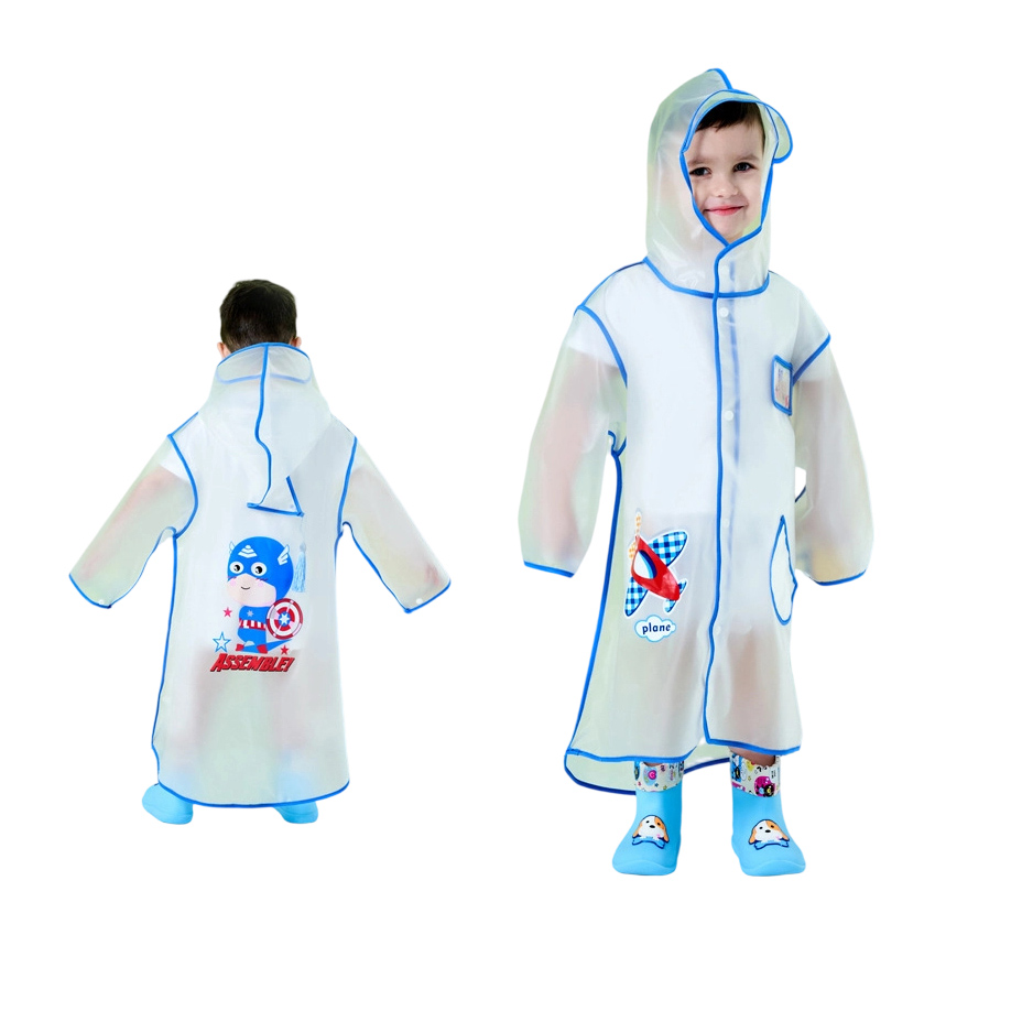 Portable Waterproof Kids’ EVA Poncho Raincoat with Cute Cartoon Prints