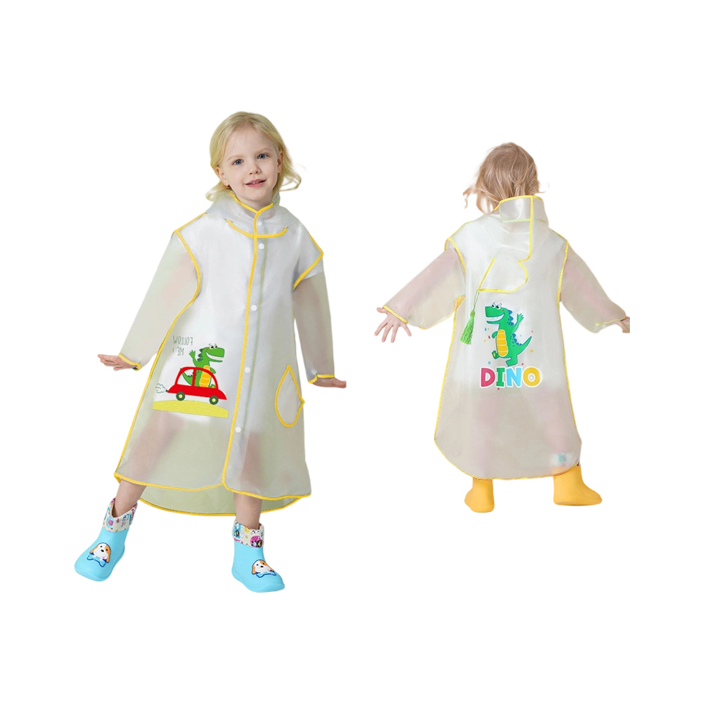Portable Waterproof Kids’ EVA Poncho Raincoat with Cute Cartoon Prints