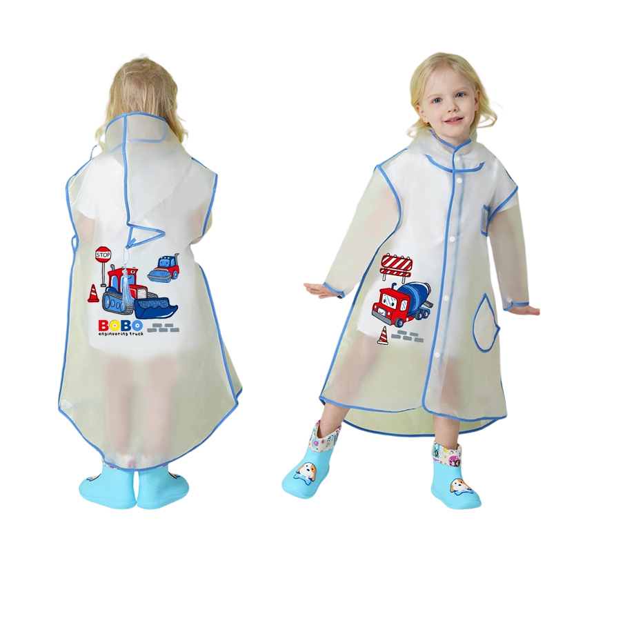 Portable Waterproof Kids’ EVA Poncho Raincoat with Cute Cartoon Prints