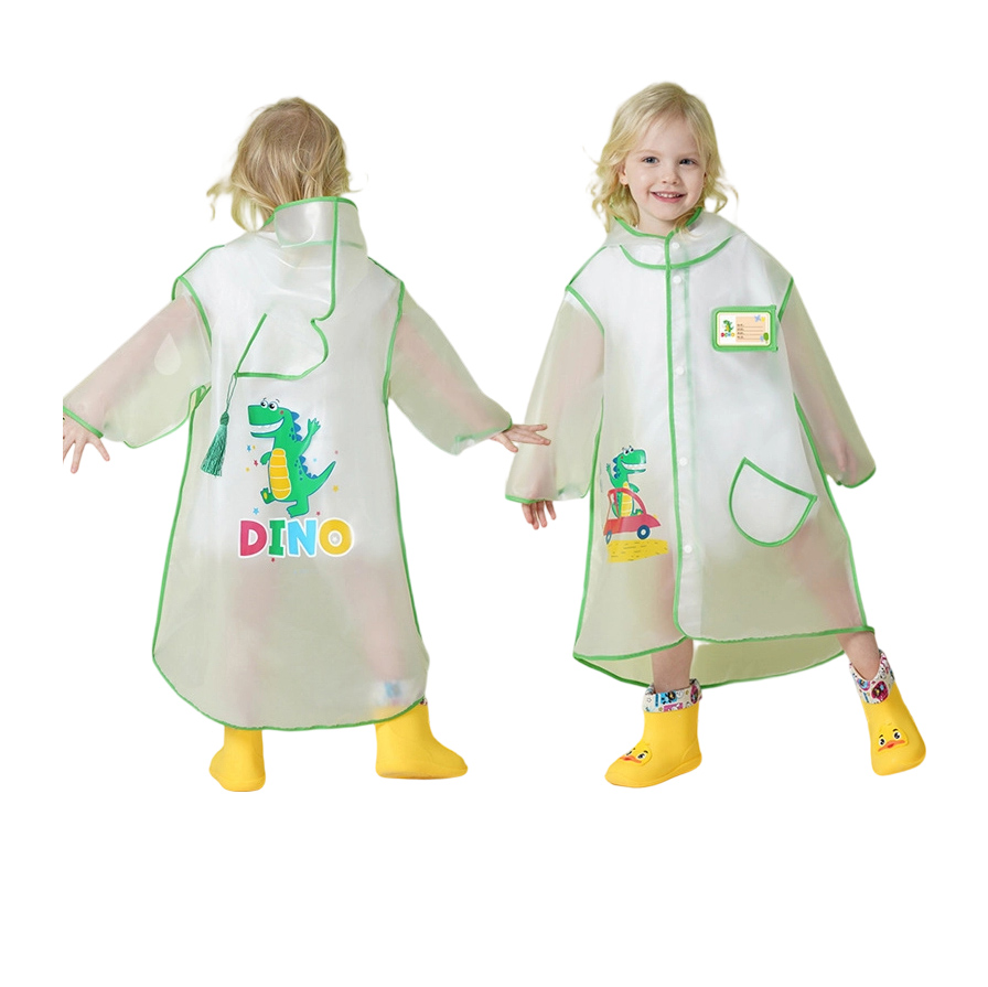Portable Waterproof Kids’ EVA Poncho Raincoat with Cute Cartoon Prints