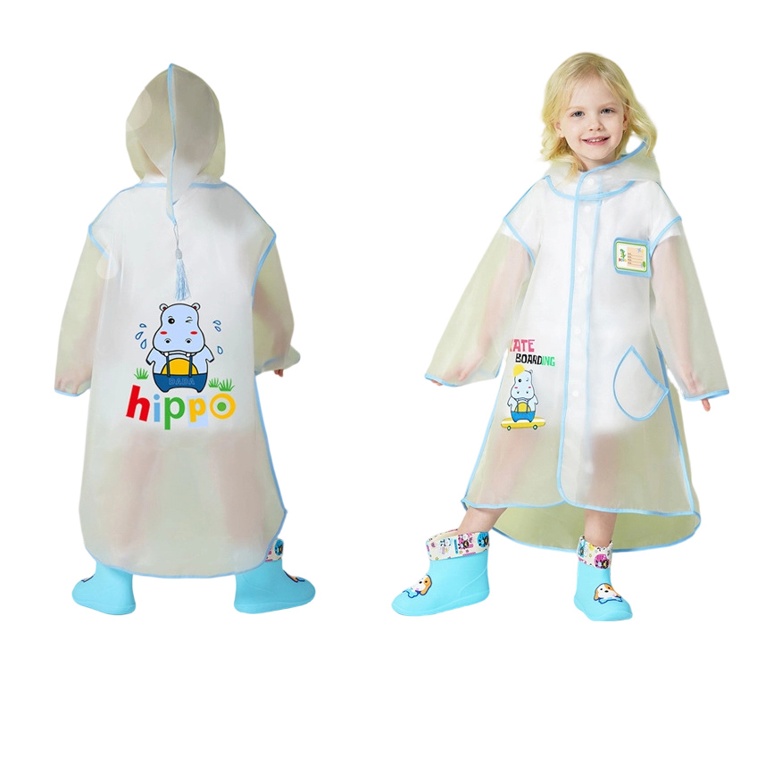 Portable Waterproof Kids’ EVA Poncho Raincoat with Cute Cartoon Prints