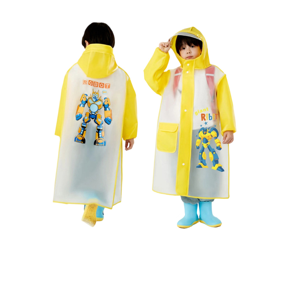 EVA Thickened Reusable Kids’ Raincoat With Double Brim