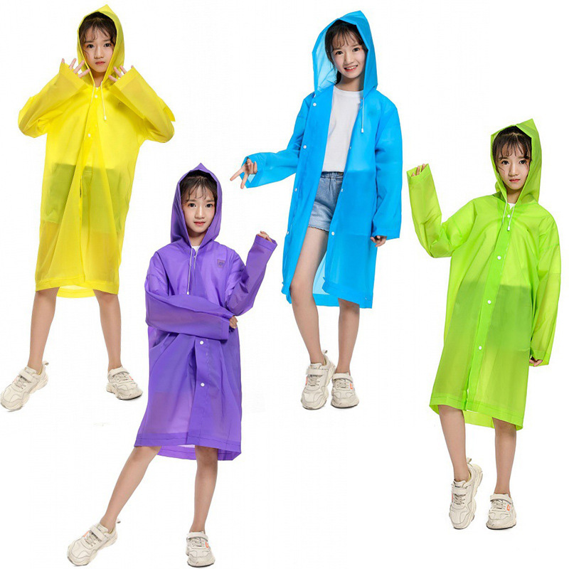 Lightweight Reusable EVA Long Raincoat for Kids Outdoor Activities