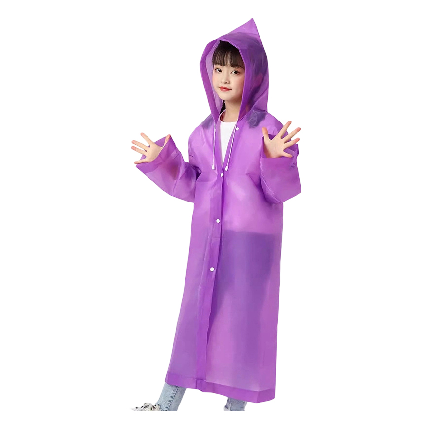 Lightweight Reusable EVA Long Raincoat for Kids Outdoor Activities