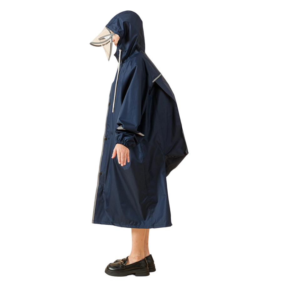 Poly Pongee Durable Hooded Raincoat with Multiple Reflective Strips for Kids