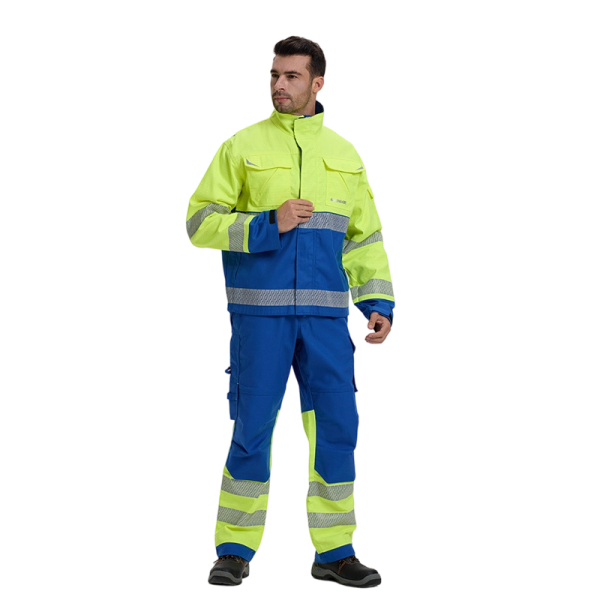 High-Visibility Yellow Workwear Set for Construction, Mining and Oil Workers with Flame-Resistant Fabric