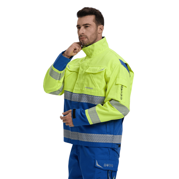 High-Visibility Yellow Workwear Set for Construction, Mining and Oil Workers with Flame-Resistant Fabric