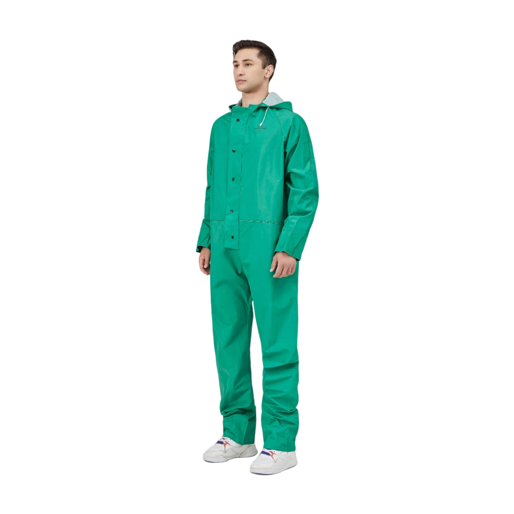 One-piece Rainsuit PVC/Polyester/PVC Green Waterproof Raincoat