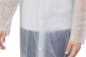 Abrigo de lluvia largo de PVC transparente con capucha – Chaqueta de lluvia ligera impermeable al aire libre
