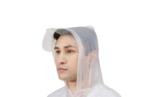 Abrigo de lluvia largo de PVC transparente con capucha – Chaqueta de lluvia ligera impermeable al aire libre