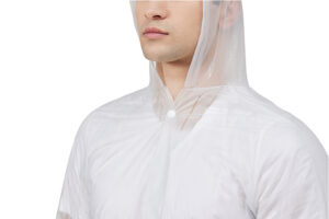 Abrigo de lluvia largo de PVC transparente con capucha – Chaqueta de lluvia ligera impermeable al aire libre