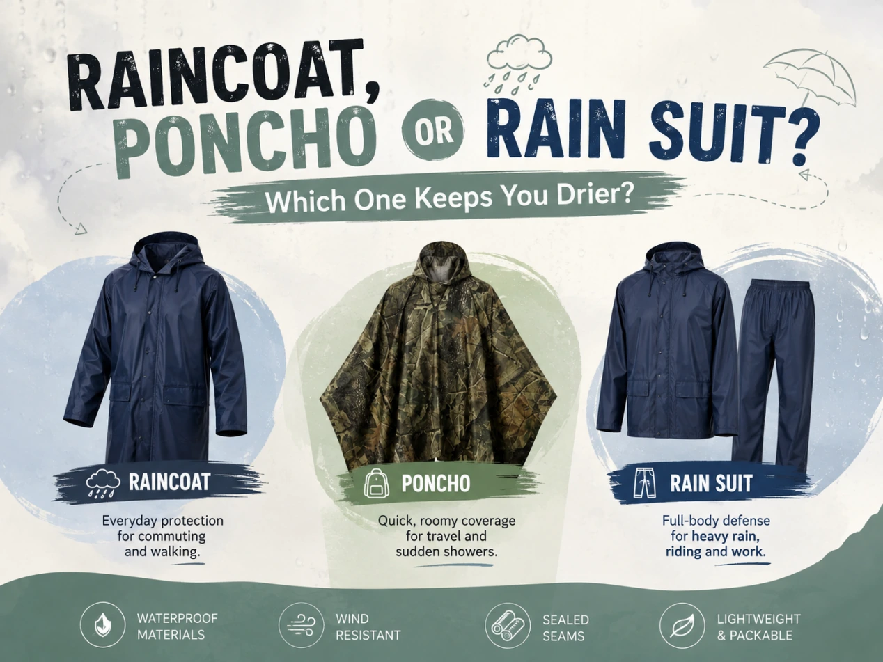 Raincoat, Poncho or Rain Suit? Which One Keeps You Drier? Raincoat, Poncho or Rain Suit? Which One Keeps You Drier?