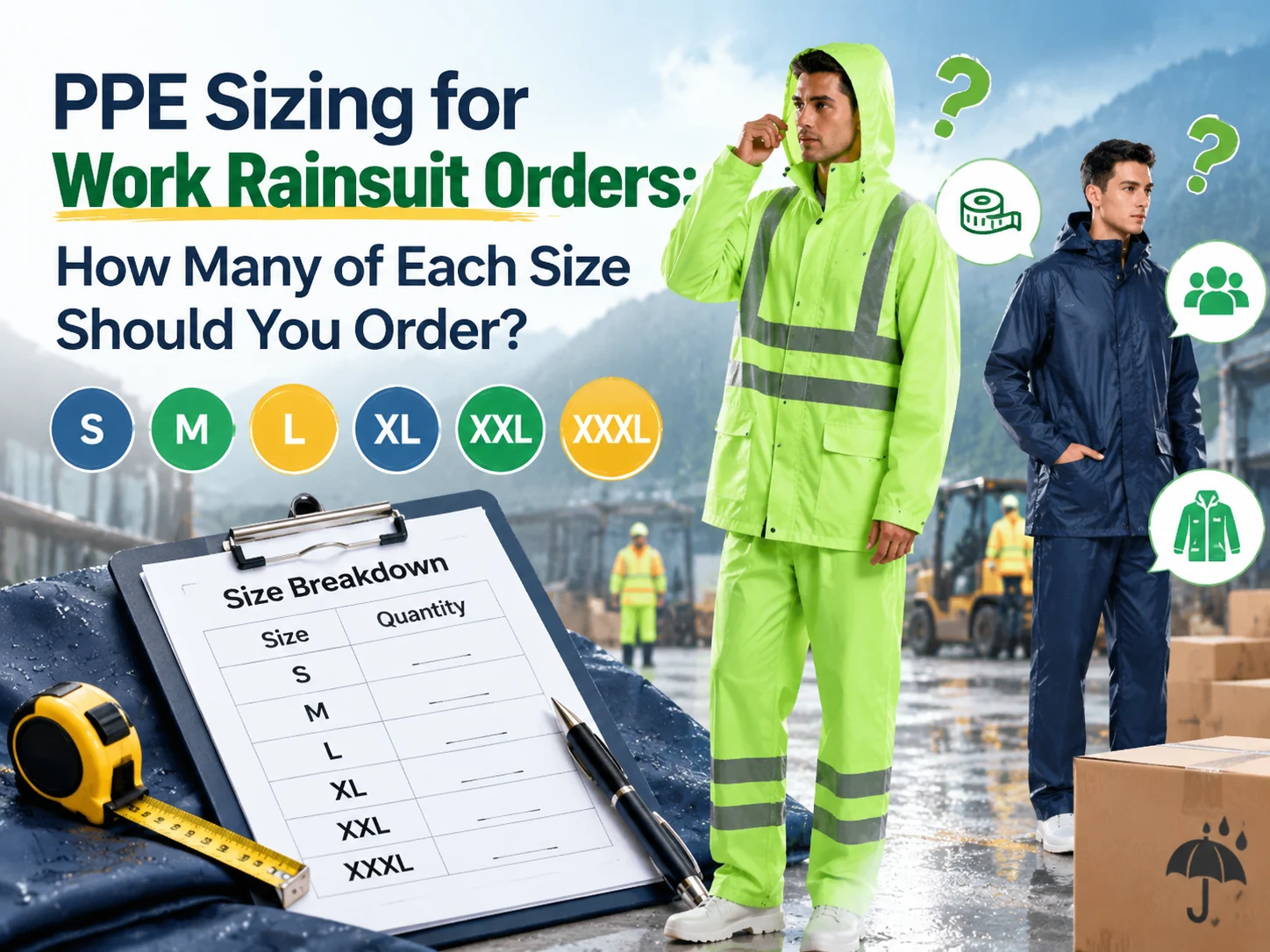 PPE Sizing for Work Rainsuit Orders: How Many of Each Size Should You Order? PPE Sizing for Work Rainsuit Orders: How Many of Each Size Should You Order?