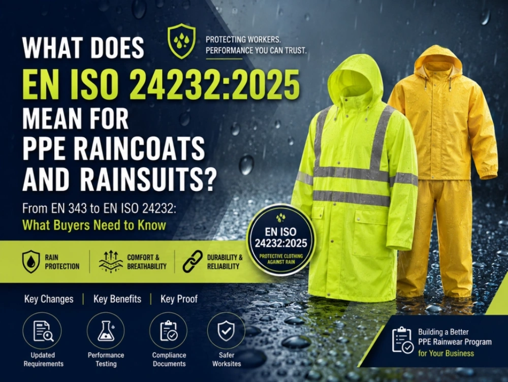 Was bedeutet EN ISO 24232:2025 für persönliche Schutzausrüstung (PSA) – Regenmäntel und Regenanzüge? Was bedeutet EN ISO 24232:2025 für persönliche Schutzausrüstung (PSA) – Regenmäntel und Regenanzüge?